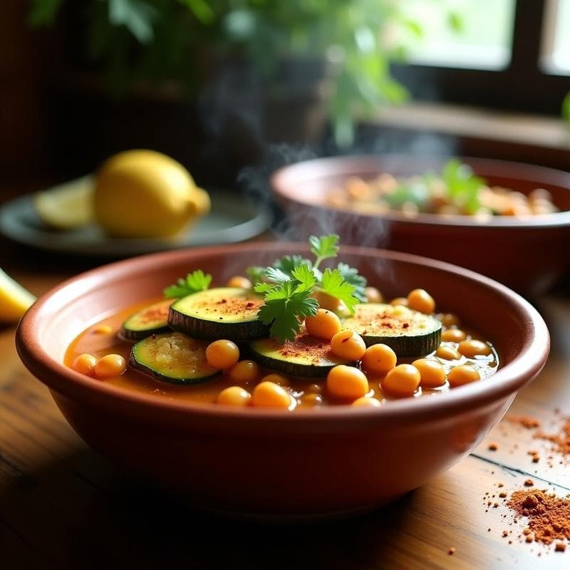 Estofado de Garbanzos y Calabacín con Especias Ras el Hanout: Receta Marocí en Olla Express