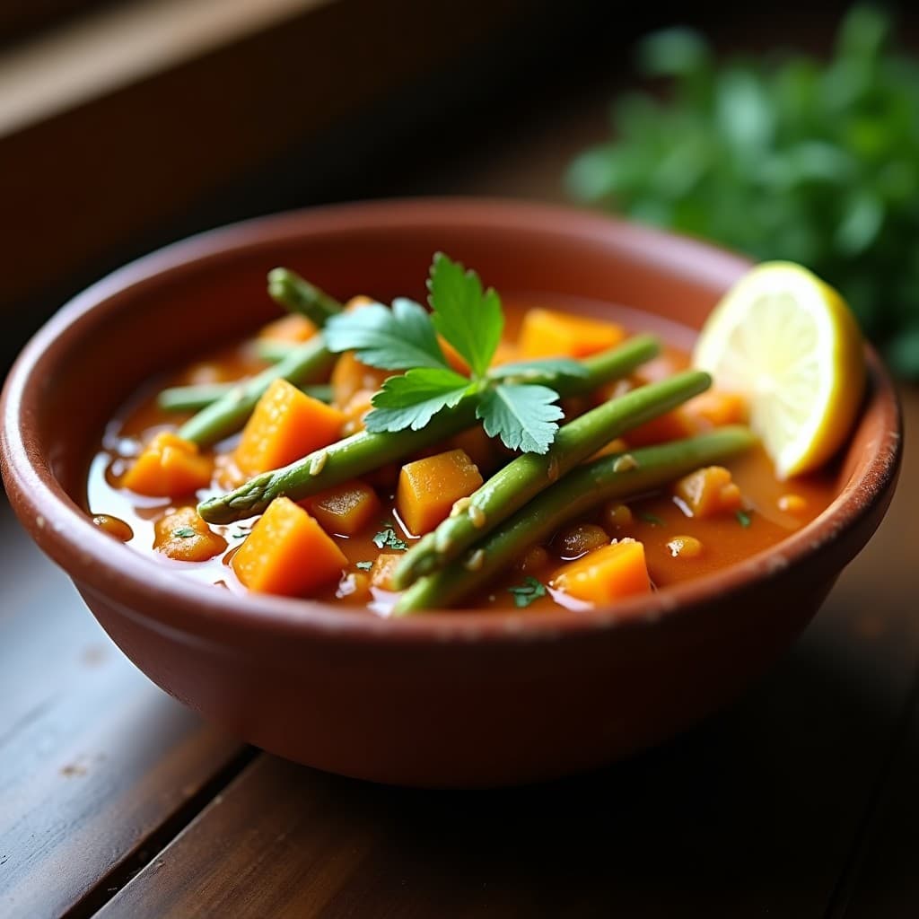 Estofado de Garbanzos yardlong y Calabaza Hubbari: Receta India Keto en Olla Lenta