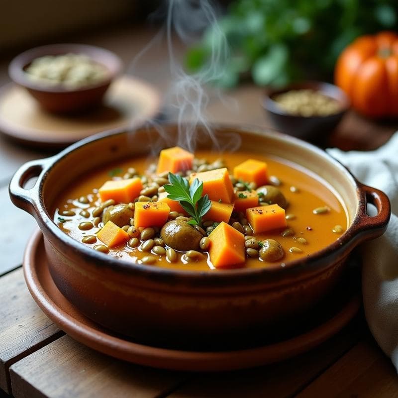 Estofado de Germinados de Lentejas con Calabaza: Receta Vegana en Olla Lenta Alta en Nutrientes