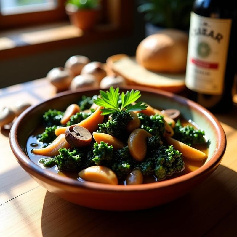 Estofado de Hongos Maitake y Col Rizada en Salsa de Sidra: Receta Vegana en Thermomix