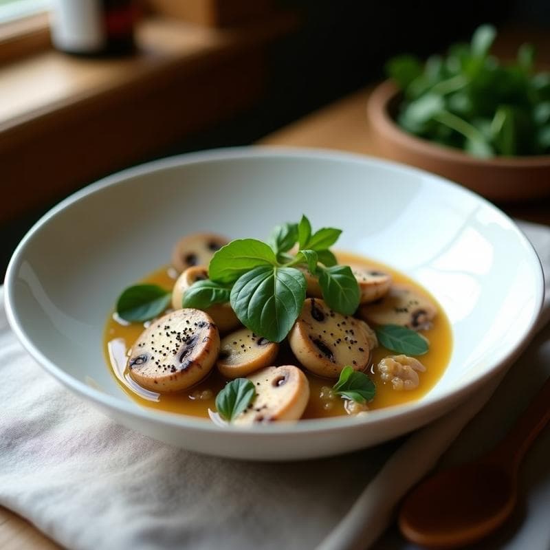 Estofado de Hongos Portobello y Berros con Vino Blanco: Receta Francesa en Olla Exprés