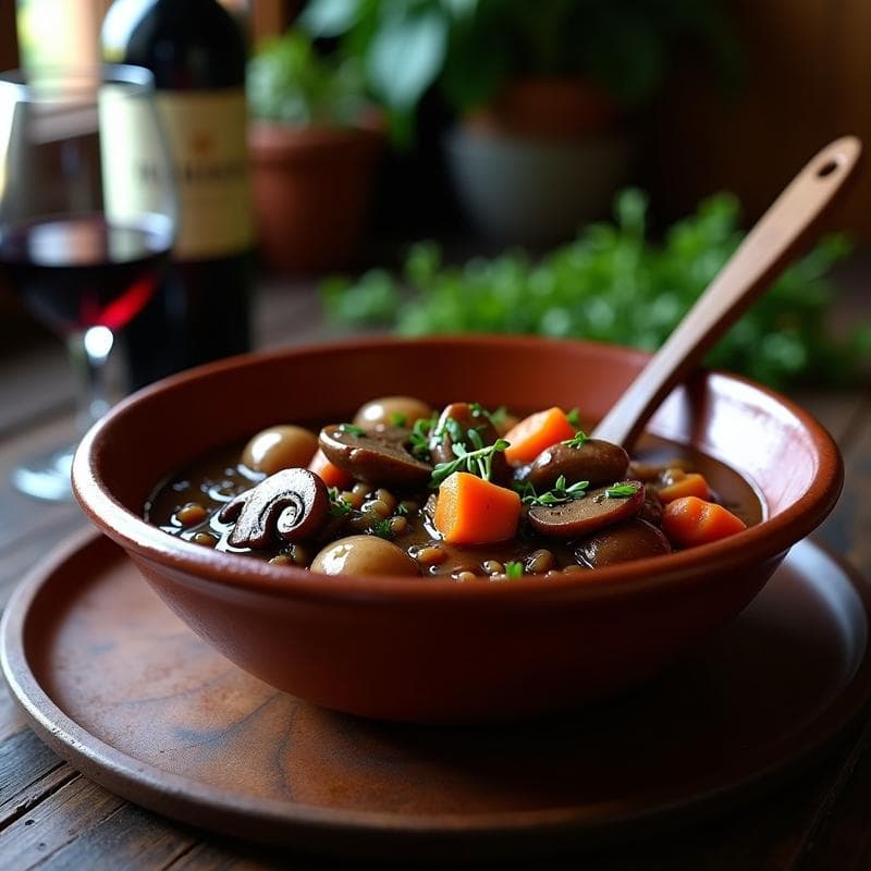 Estofado de Hongos Portobello y Cercetas: Receta Uruguay en Olla Lenta Sin Carnes
