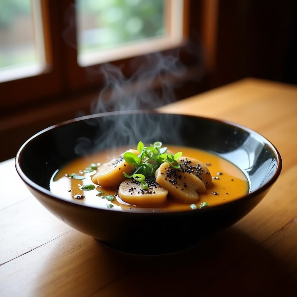 Estofado de Hongos Portobello y نت (Natō) con Jengibre: Receta Japonesa de Fusion