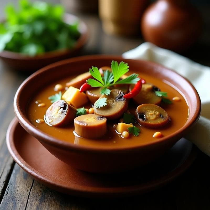 Estofado de Hongos Shiitake y Tempeh: Receta Indonesa Keto en Olla Lenta