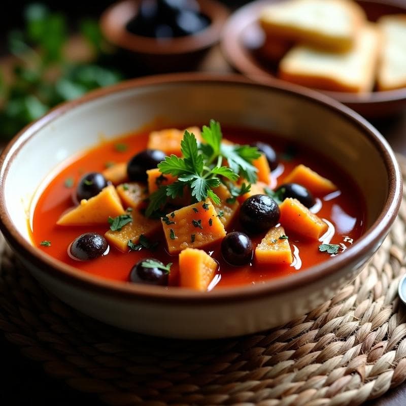 Estofado de Jackfruit y Aceitunas Kalamata: Receta Griega Vegana en Olla Rápida