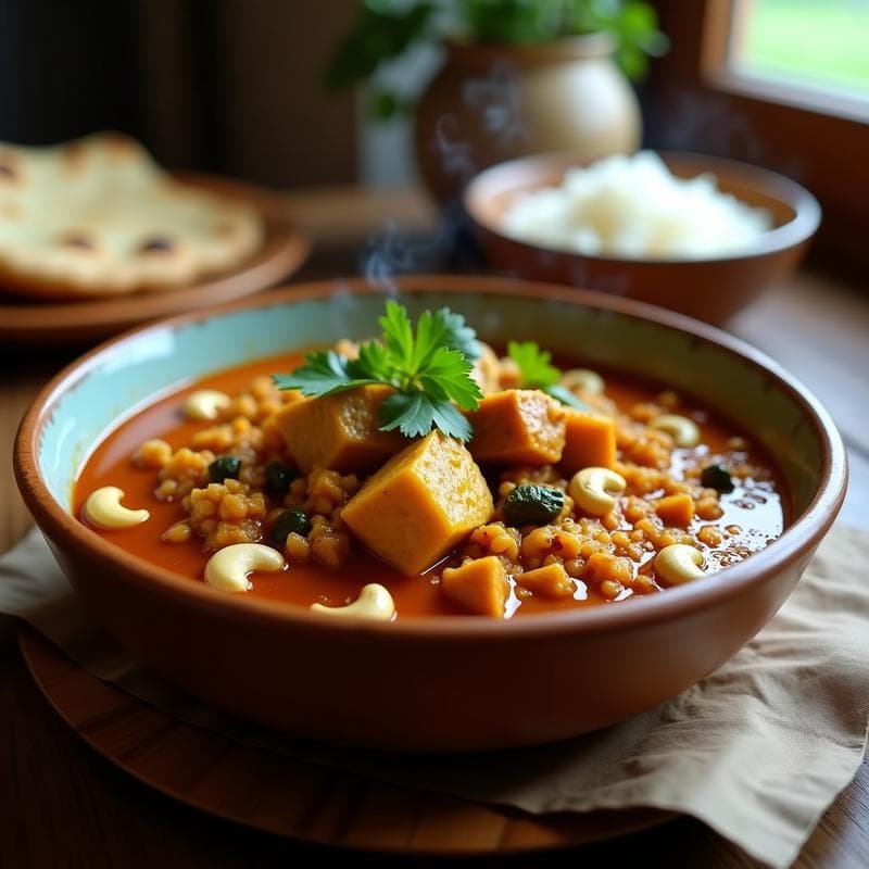 Estofado de Jackfruit y Anacardos: Receta Vegana con Sabor a Curry de Ceilán en Olla Lenta