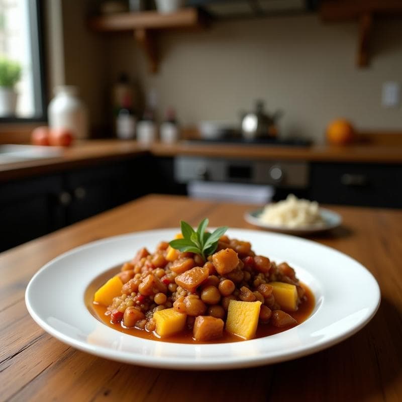 Estofado de Jackfruit y Cacahuates con Salsa de Tamarindo: Receta Tailandesa Vegana en Olla Lenta