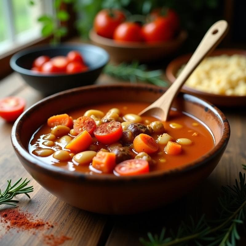 Estofado de Judías Blancas y Everritos con Tomate y Pimentón: Receta Vegana en Olla Lenta