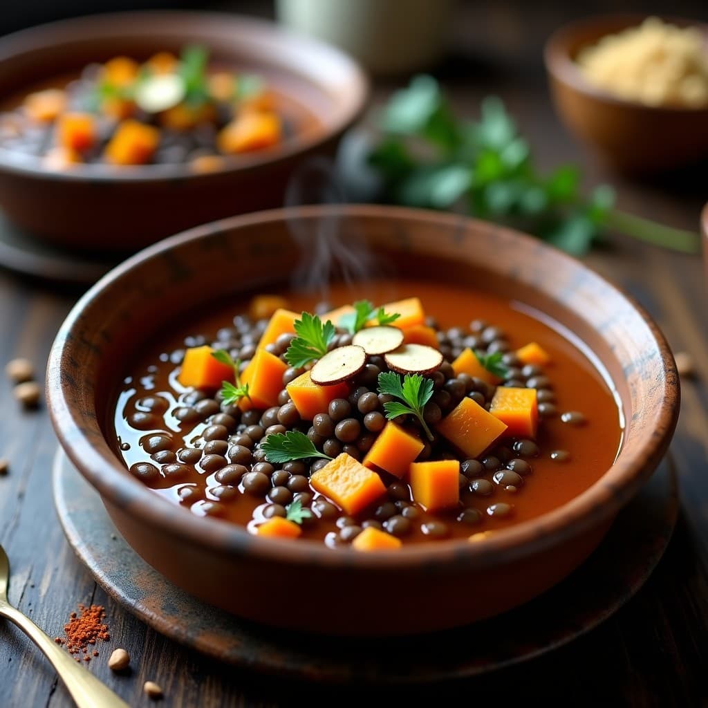 Estofado de Lentejas Beluga con Calabaza Butternut: Receta Vegana en Thermomix y Trimestre de Invierno