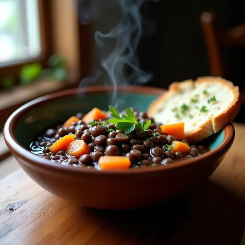 Estofado de Lentejas Beluga con Cerveza Negra y Jengibre: Receta Inglesa en Olla Lenta
