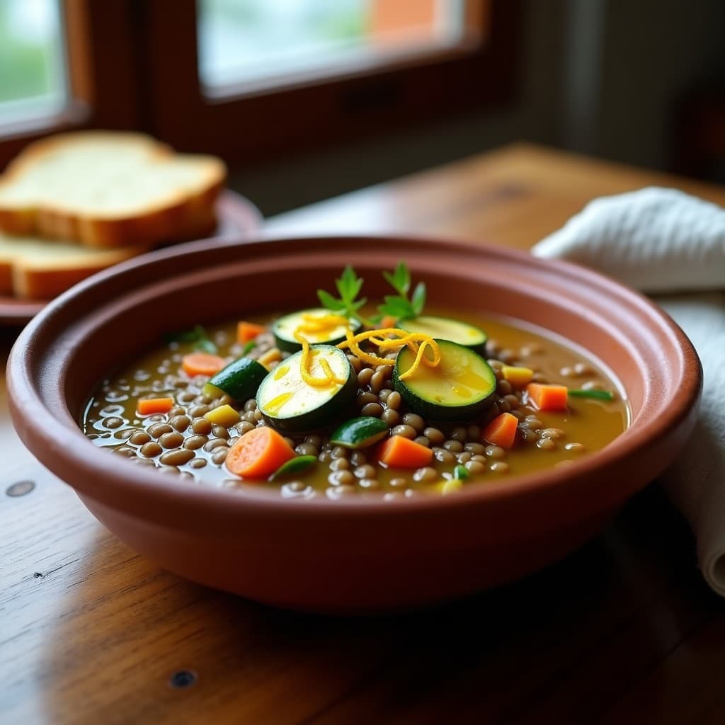Estofado de Lentejas Beluga y Calabacín: Receta Española en Olla Lenta con Toque de Azafrán