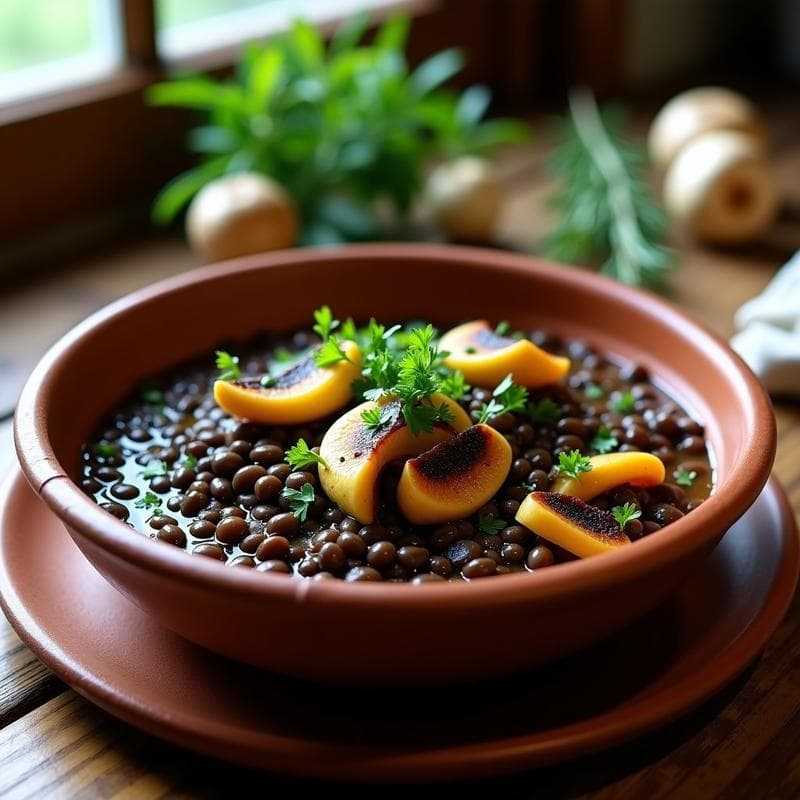 Estofado de Lentejas Beluga y Setas Chanterelle: Receta Francesa en Thermomix