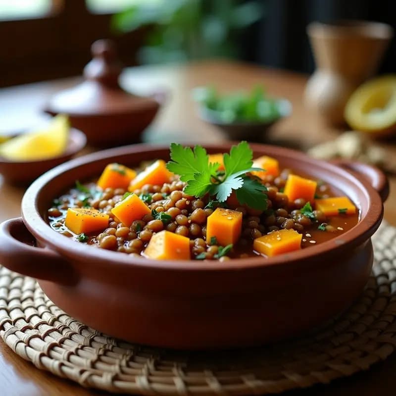 Estofado de Lentejas con Calabaza y Jengibre: Receta Etíope Vegana en Olla a Presión
