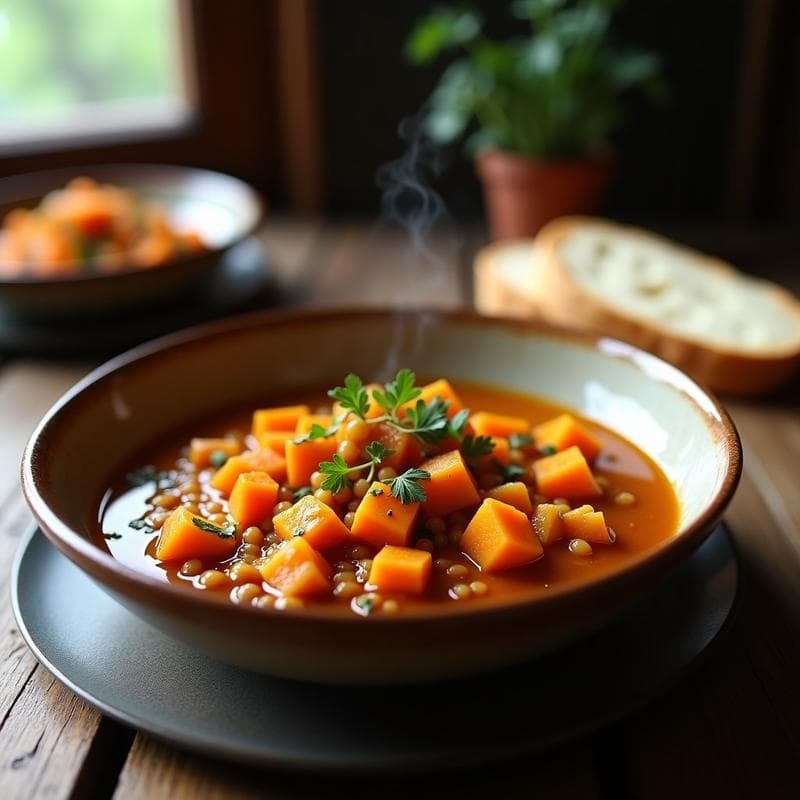 Estofado de Lentejas Corail con Calabaza Butternut: Receta Francesa en Olla Express y Ultra Reconfortante