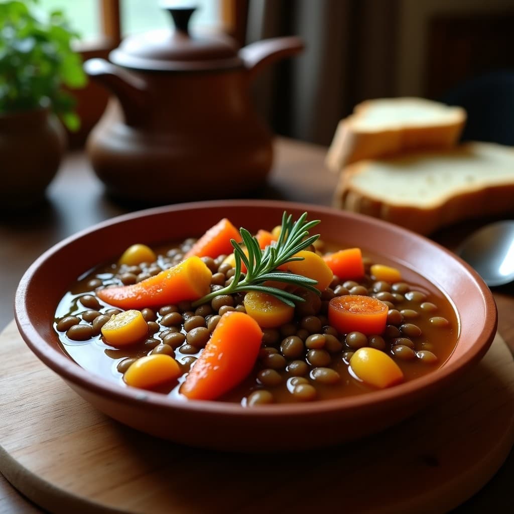 Estofado de Lentejas Nebbiolo con Verduras de Temporada: Receta Italiana en Olla Exprés