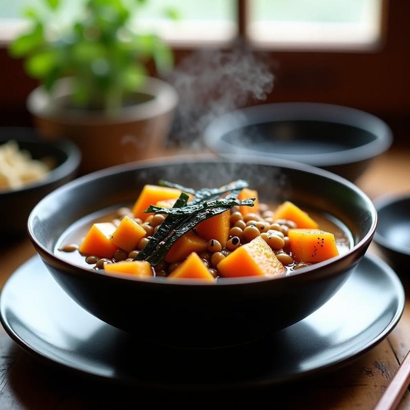 Estofado de Lentejas Pardinas con Calabaza Kabocha y Jengibre: Receta Japonesa en Olla Lenta