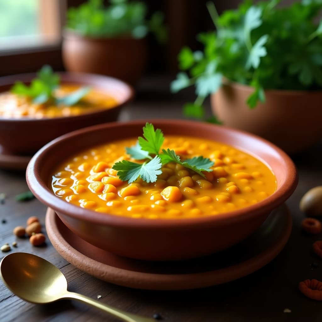 Estofado de Lentejas Rojas y Calabaza: Receta India en Olla Exprés con Especias Ayurvédicas