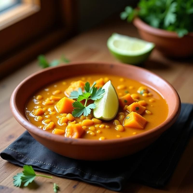 Estofado de Lentejas Rojas y Calabaza: Receta Sri Lankesa Vegana en Thermomix