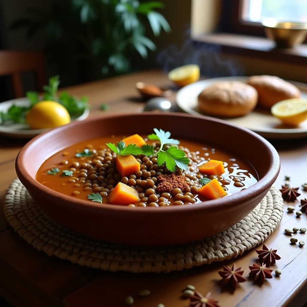 Estofado de Lentillas Parda con Calabaza Butternut y Especias Berberé: Receta Etíope Vegana en Olla Lenta