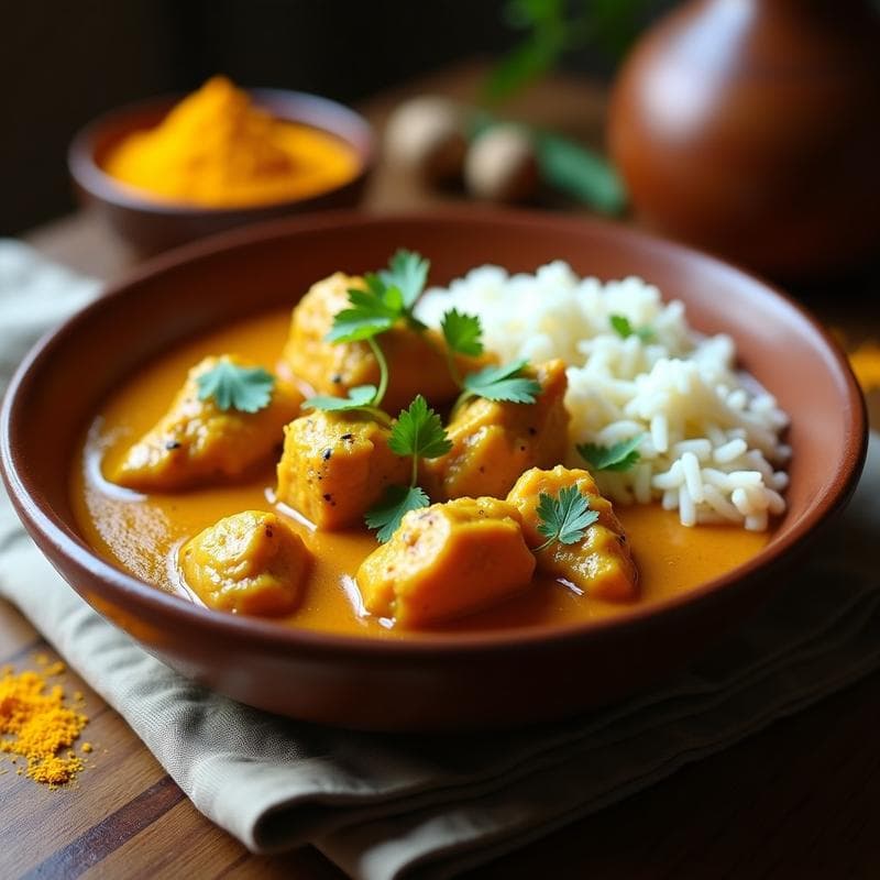 Estofado de Pollo con Cúrcuma y Arroz Basmati: Receta en Olla Express con Toque Indio