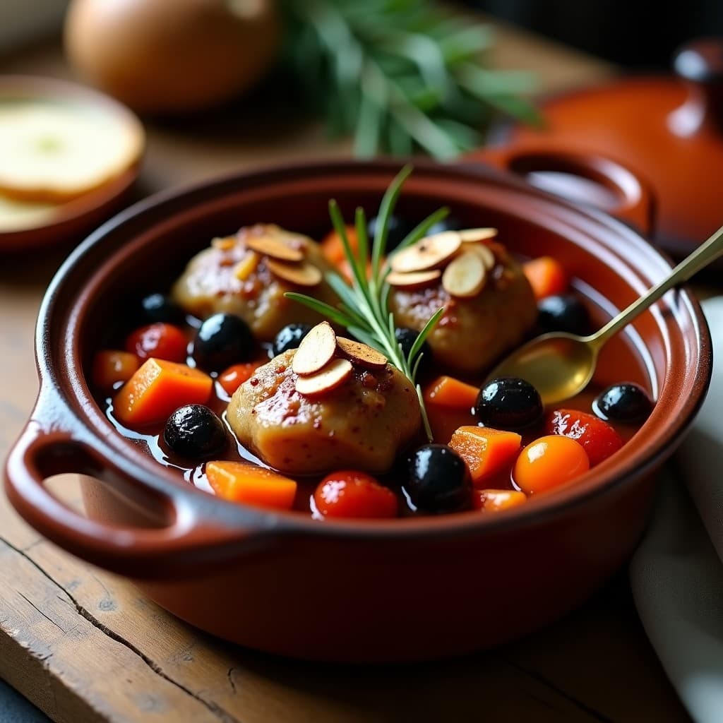 Estofado de Rabbit y Aceitunas Kalamata con Hierbas Provenzales: Receta Francesa en Olla GM