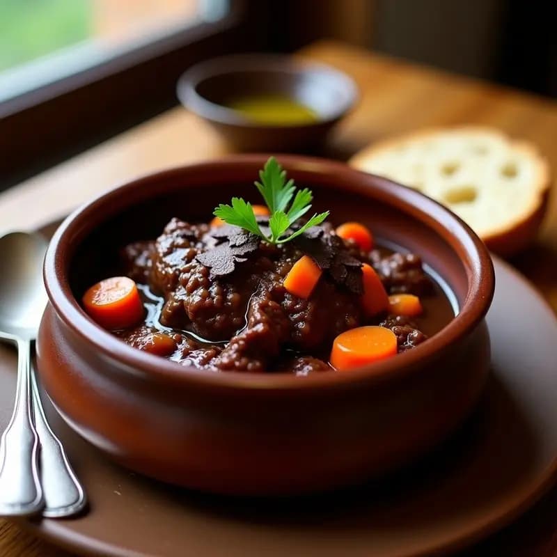 Estofado de Rabo de Torro con Chocolate y Vino Tinto: Receta Española Gourmet en Olla Exprés