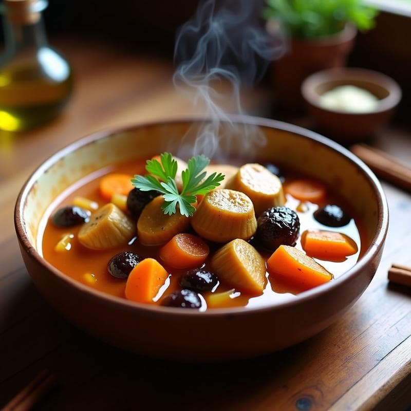 Estofado de Seitan con Ciruelas y Canela: Receta Vegana con Toque Dulce-Salado en Olla Express