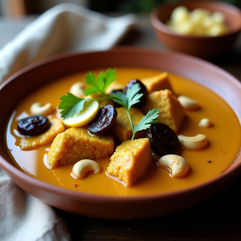Estofado de Seitan y Ciruelas Pasas con Jengibre y Cúrcuma: Receta Südasiática en Olla Rápida