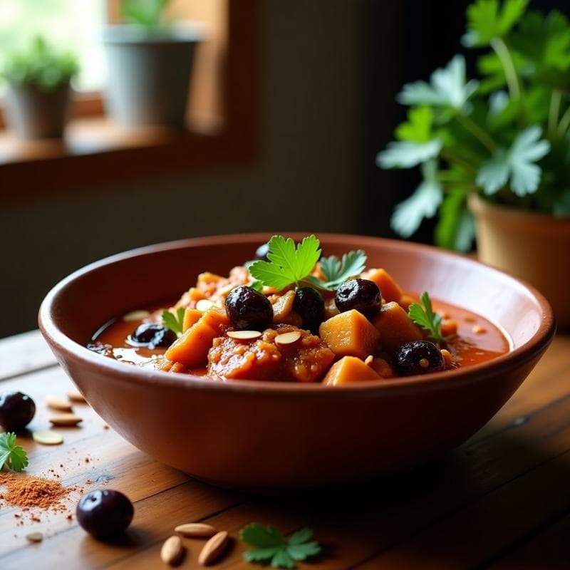 Estofado de Seitan y Ciruelas Pasas: Receta Marroquí con Especias Ras el Hanout