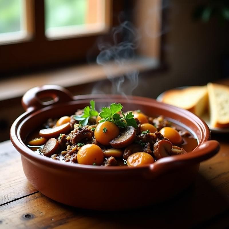 Estofado de Seitan con Hongos Shiitake y Salsa de Oporto: Receta Portuguesa Alta en Proteína