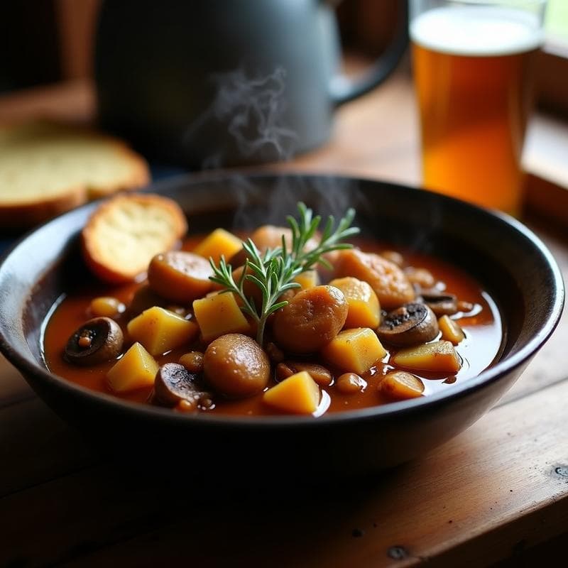 Estofado de Seitan y Patatas en Salsa de Cerveza Negra: Receta Vegana con Toque Irlandés