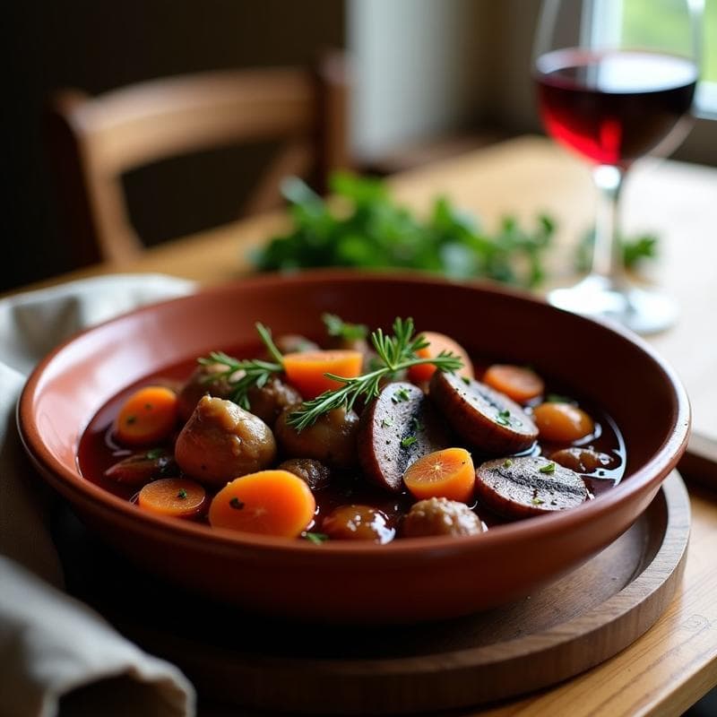 Estofado de Seitan y Setas Portobello con Vino Tinto: Receta Española en Olla Lenta y Sin Gluten