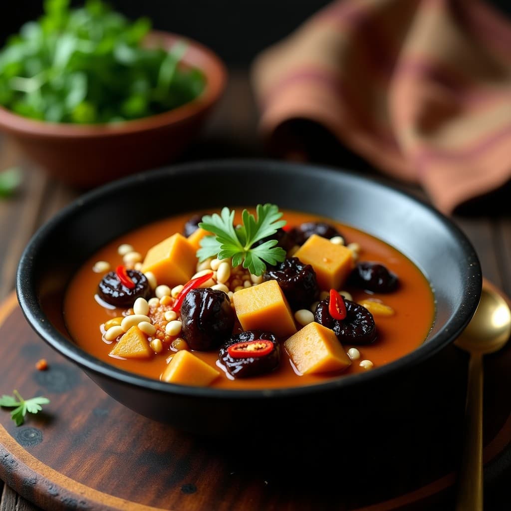Estofado de Tempeh y Ciruelas Pasas: Receta Indonesa Vegana con Toque Dulce-Salado