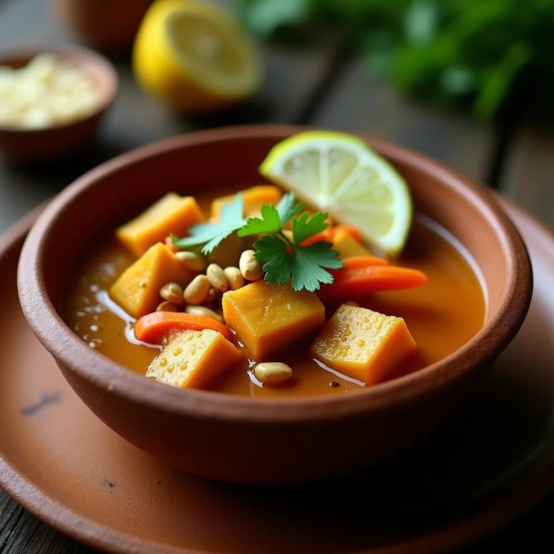 Estofado de Tempeh con Salsa de Cacahuete y Limón: Receta Indonesa en Olla Lenta