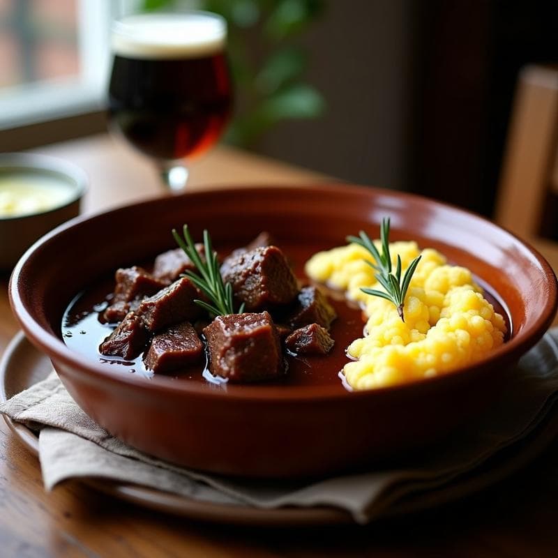 Estofado de Ternera y Cerveza Negra: Receta en Olla Express con Puré de Coliflor Keto