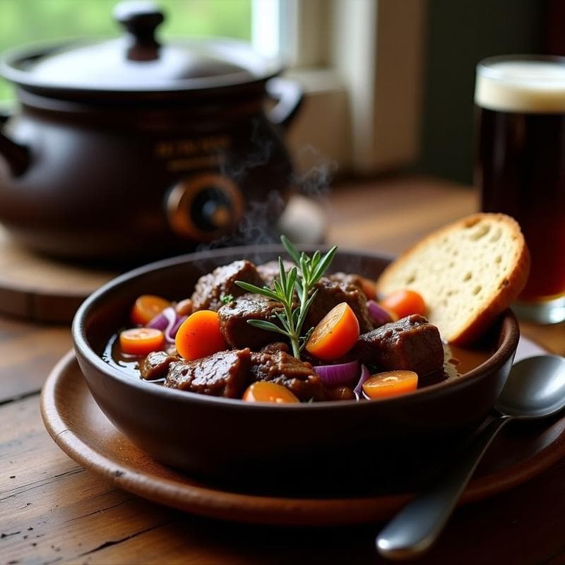Estofado de Ternera y Cerveza Negra: Receta Irlandesa en Olla Lenta en 4 Horas