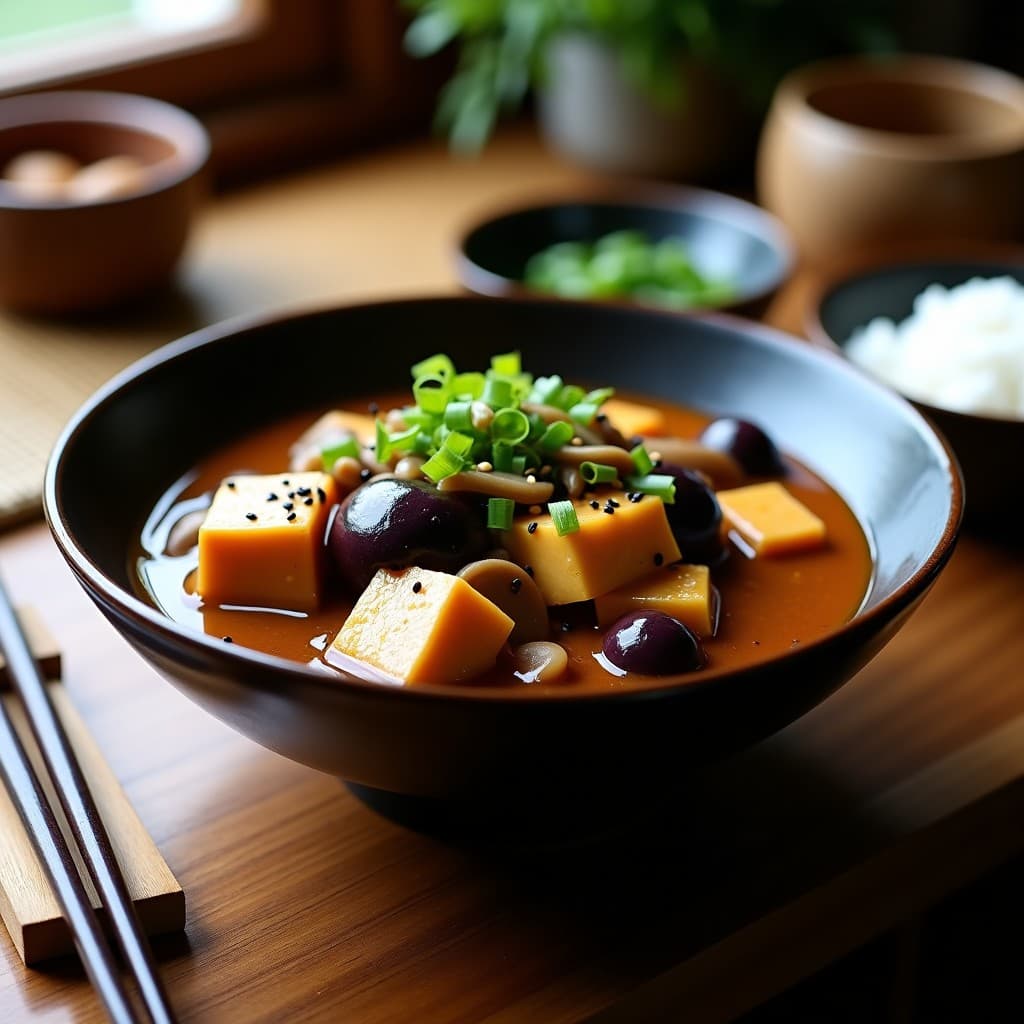 Estofado de Tofu y Berenjena con Salsa de Miso: Receta Japonesa en Olla Lenta