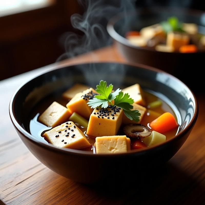 Estofado de Tofu y Hongos Reishi con Jengibre y Sésamo: Receta China Medicinal en Olla Lenta