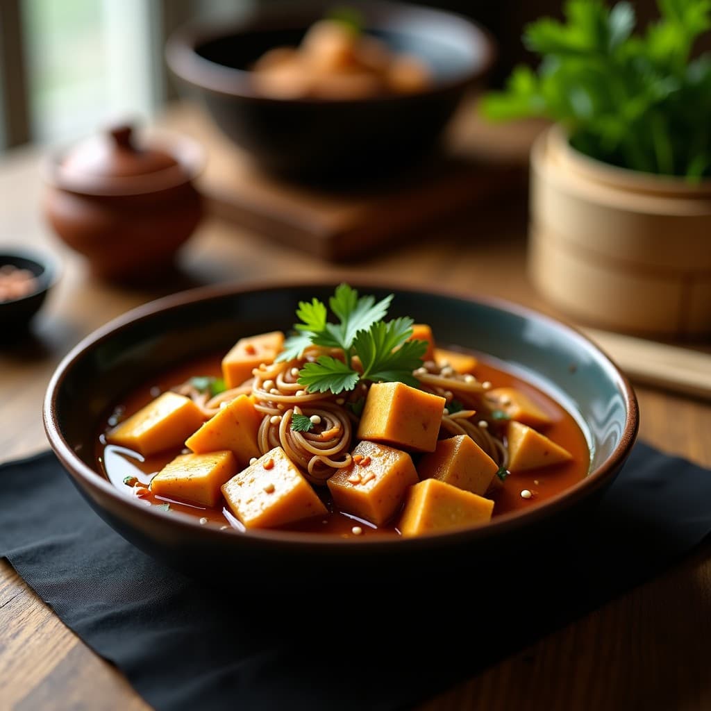 Estofado de Tofu y Raíces de Loto con Especias Chinas: Receta Vegana en Olla Exprés