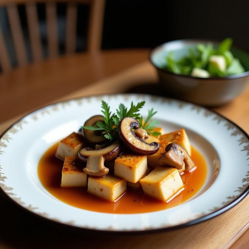 Estofado de Tofu y Setas Shiitake en Salsa de Soja Negra: Receta Vegana con Toque Chino en Olla Lenta