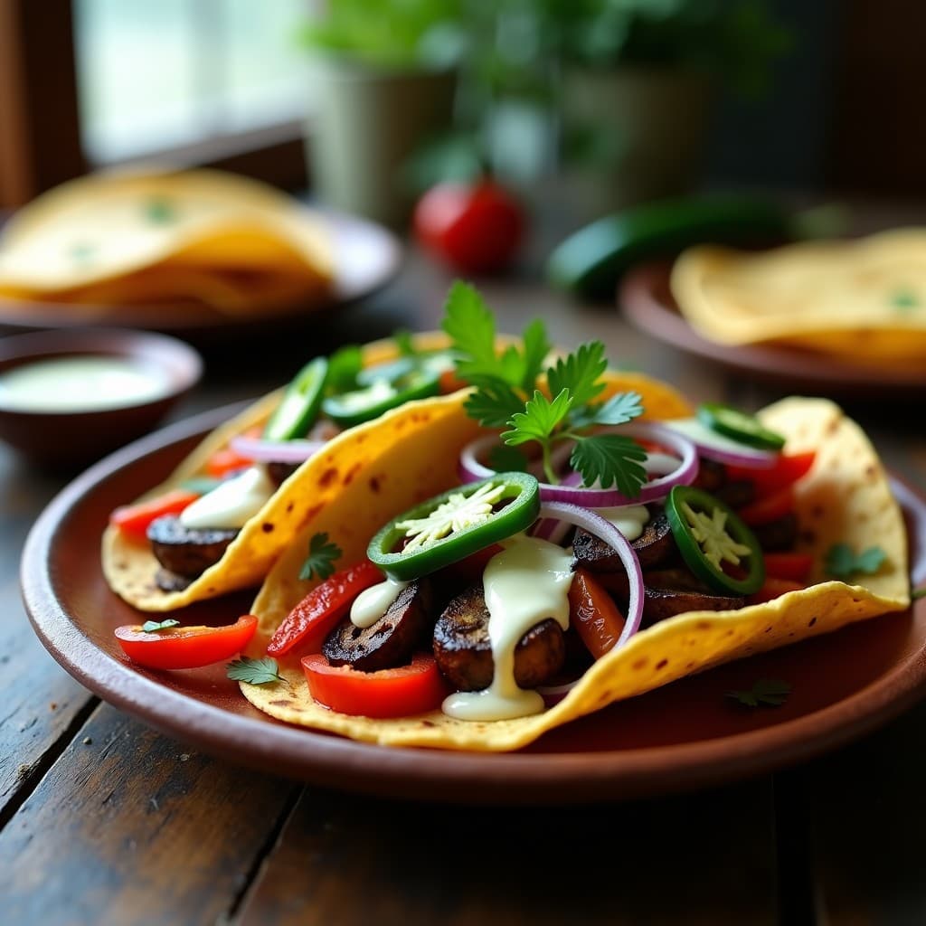 Fajitas de Portobello y Pimientos con Salsa de Queso de Anacardos: Receta Mexicana Vegana en Airfryer
