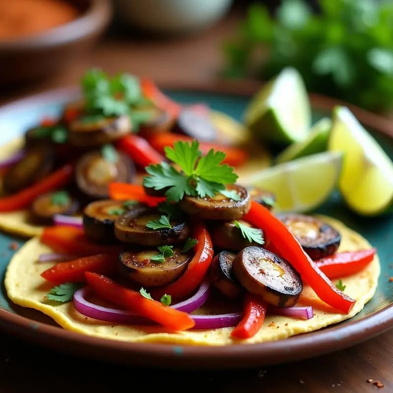 Fajitas de Portobello y Pimientos: Receta Mexicana Vegana y Baja en Calorías en Sartén
