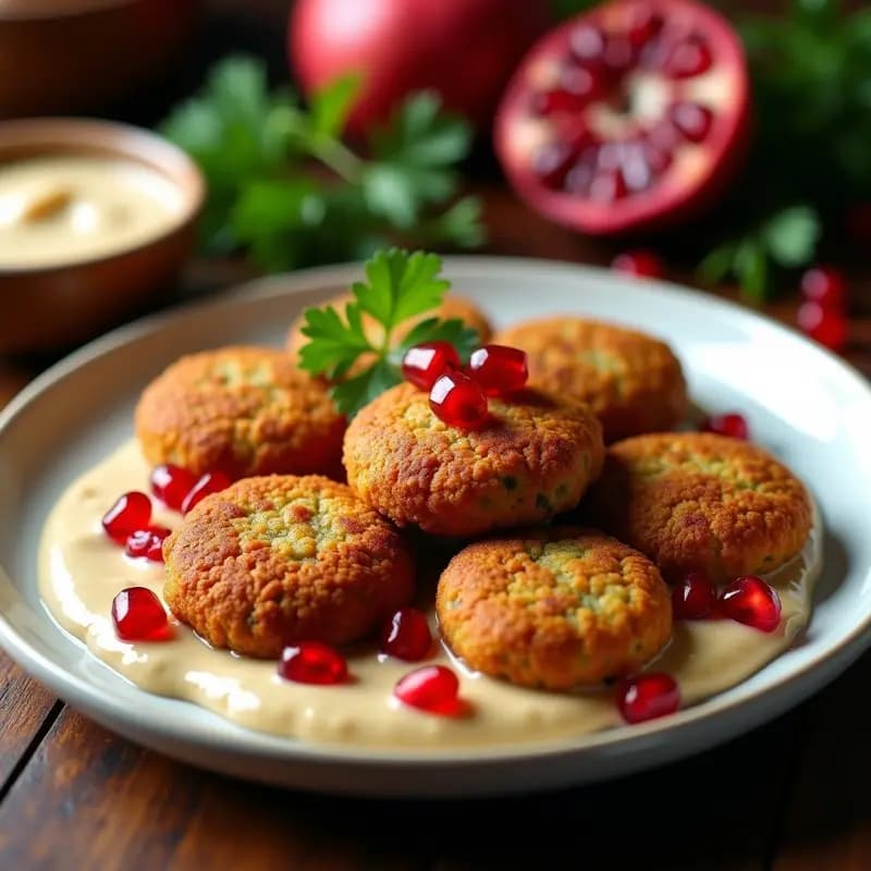 Falafel Crispy en Airfryer con Salsa de Tahini y Granada: Aperitivo Mediooriental Sin Gluten