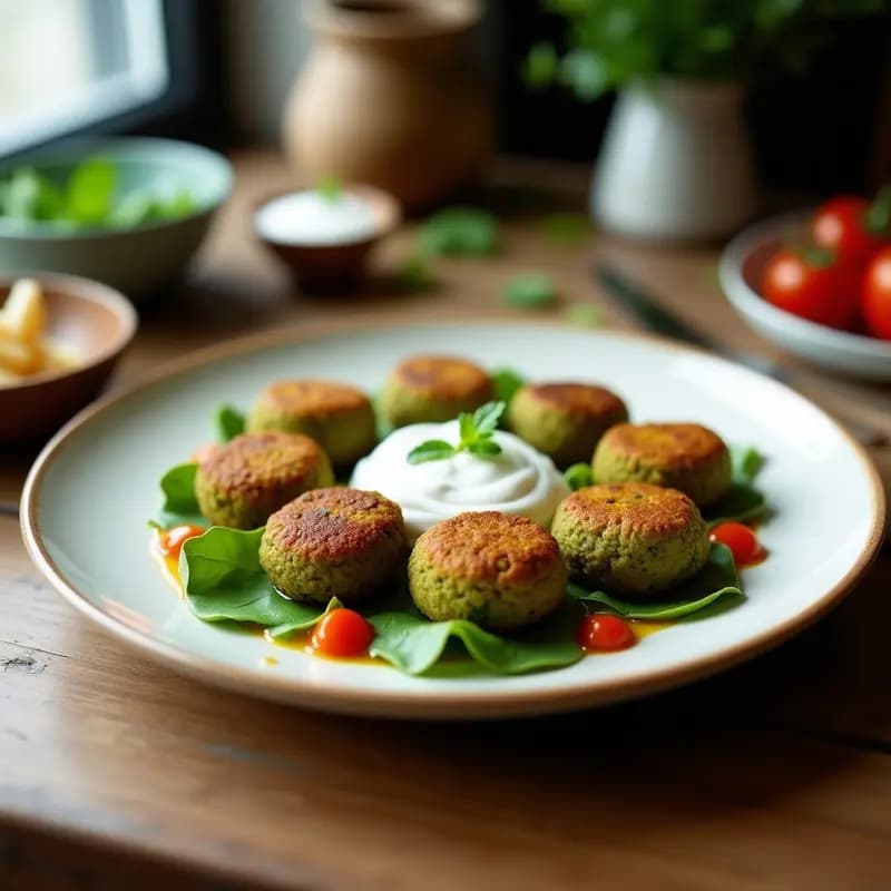 Falafel de edamame con salsa de yogur de coco y menta: Receta de Oriente Medio keto