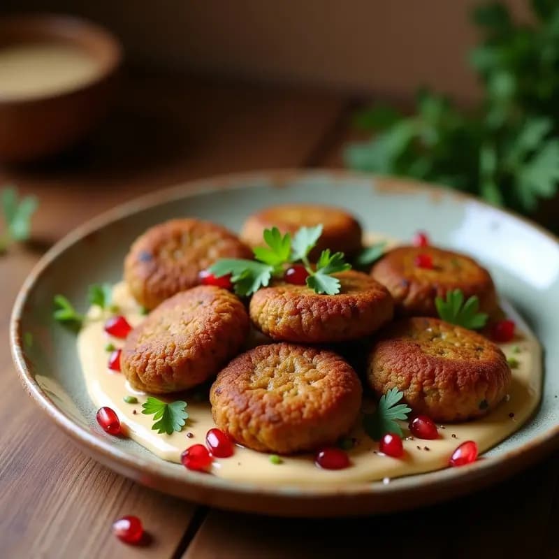 Falafel de Garbanzo Negro con Tahini y granada: Receta Egipcia en Airfryer y Sin Harina