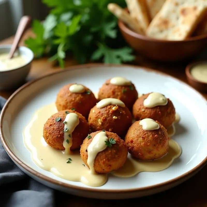 Falafel de Garbanzos al Horno con Tahini: Receta Oriental Cruziente y Vegana