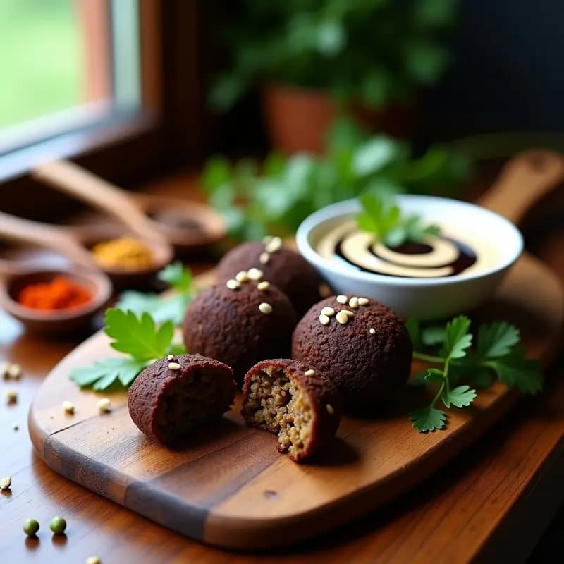 Falafel de Garbanzos Negros: Versión Única con Especias Marroquíes y Tahini