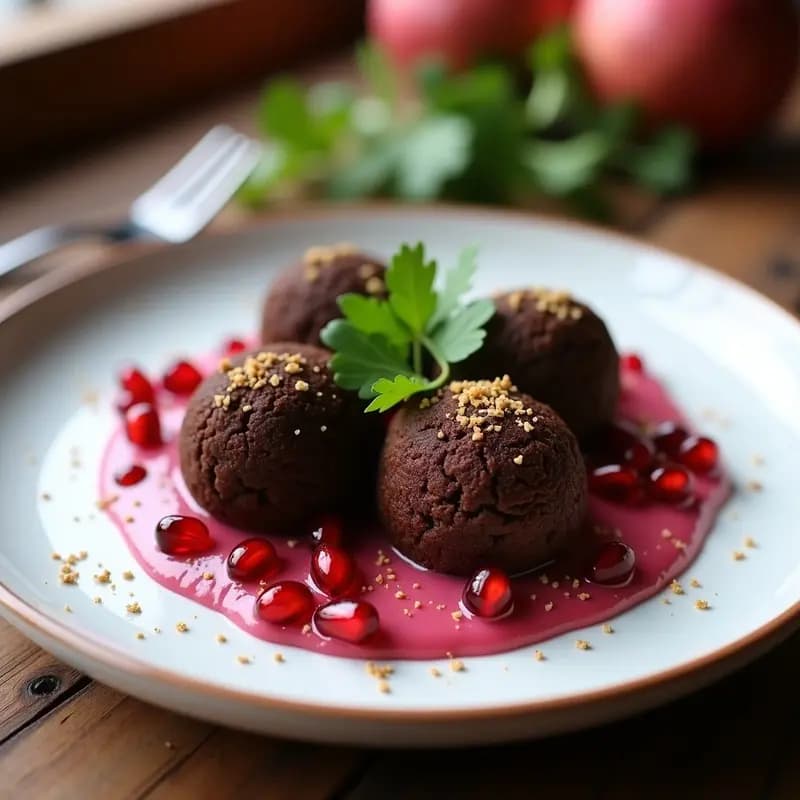 Bolitas de Falafel de Garbanzos Negros con Salsa de Granadas: Receta libanesa Gourmet