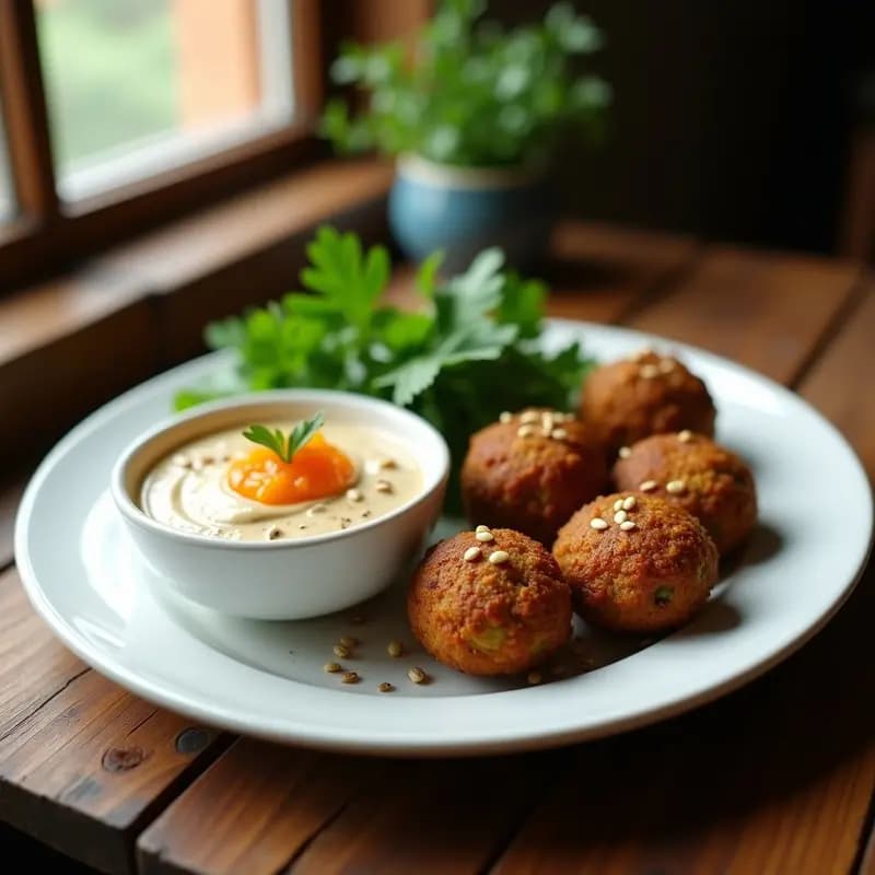 Falafel de Garbanzos Negros con Salsa de Tahini y Granadilla: Receta Libanesas Gourmet
