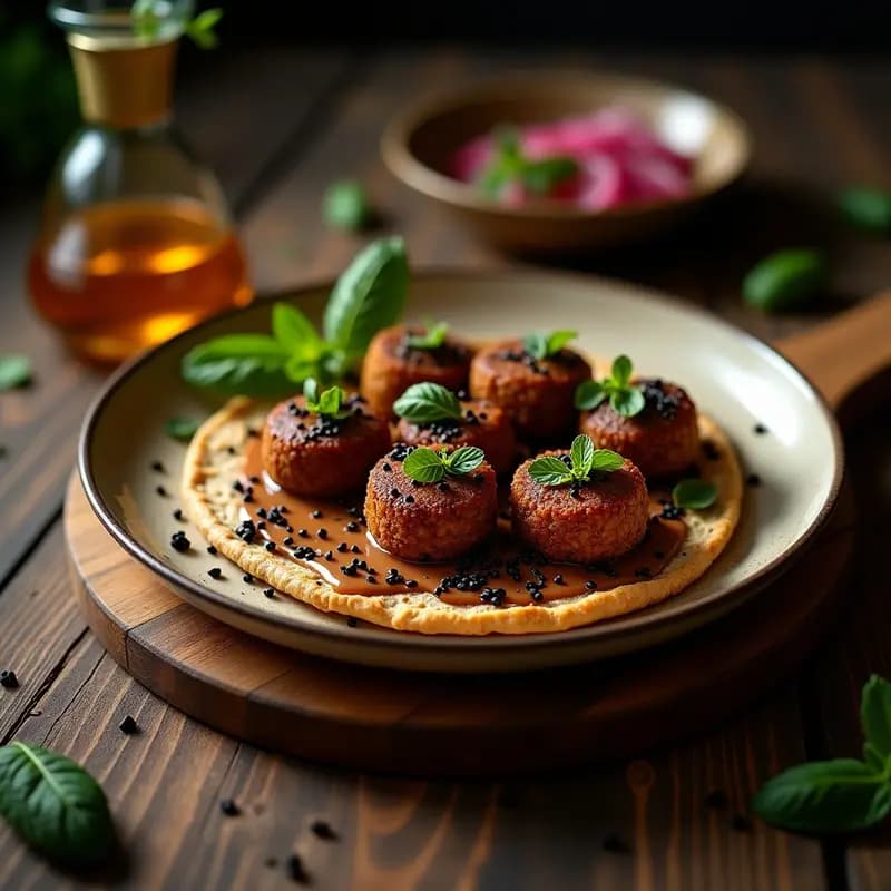 Falafel de Garbanzos Negros con Tahini de Sésamo Negro: Receta Egipcia Gourmet